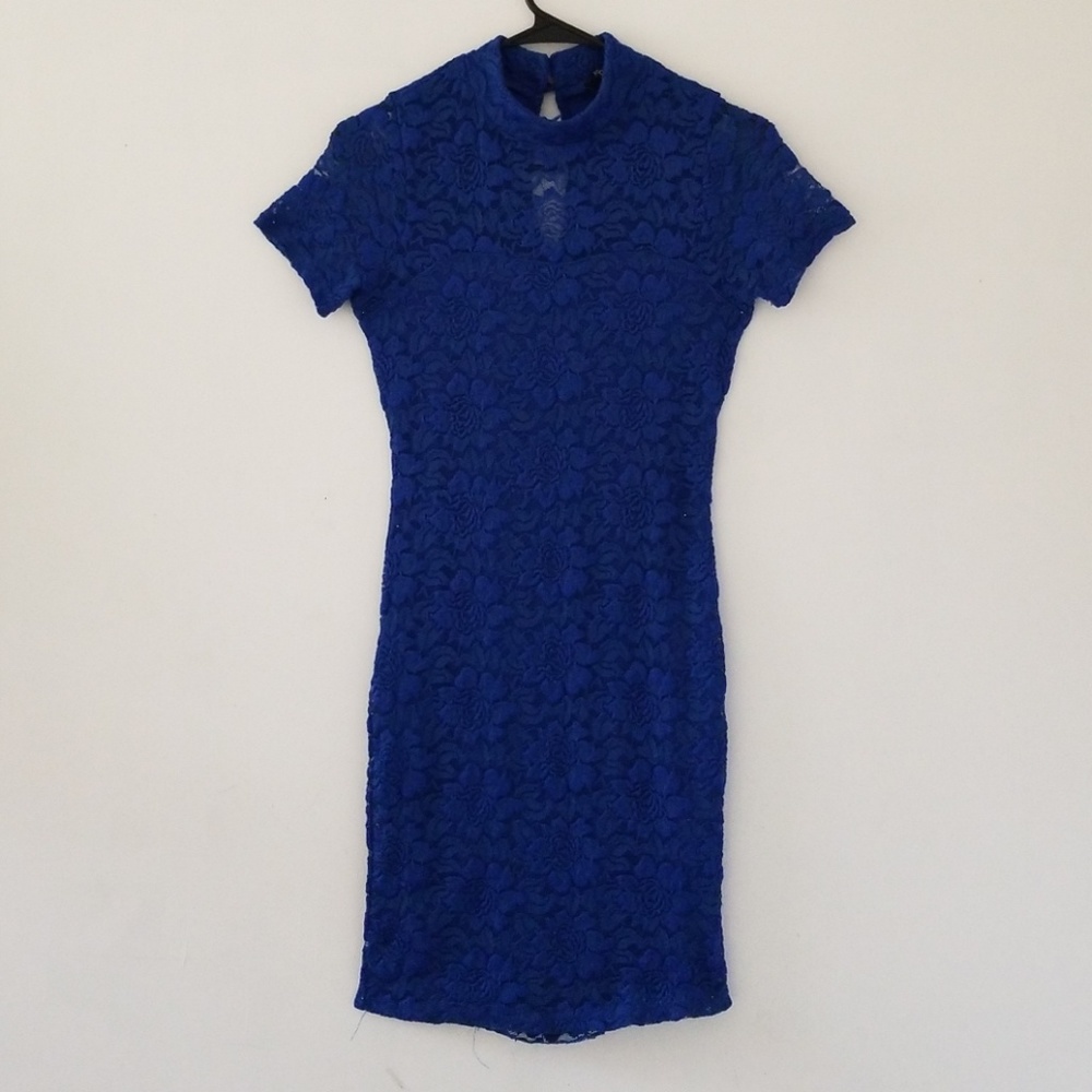 Blue Bodycon Lace Dress